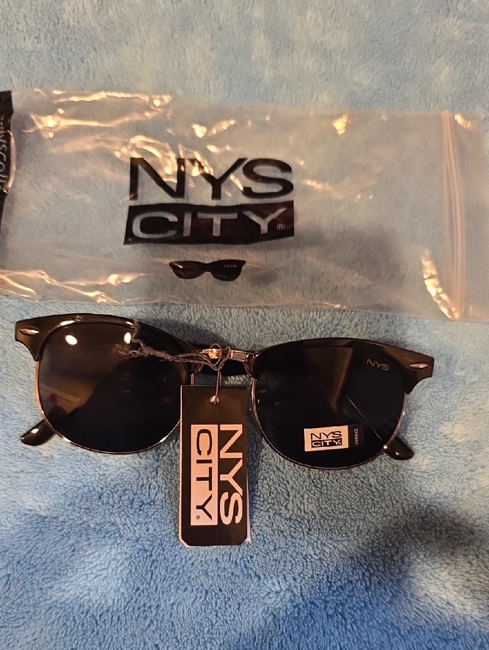 NYS City Black Sunglasses with Dark Lenses
